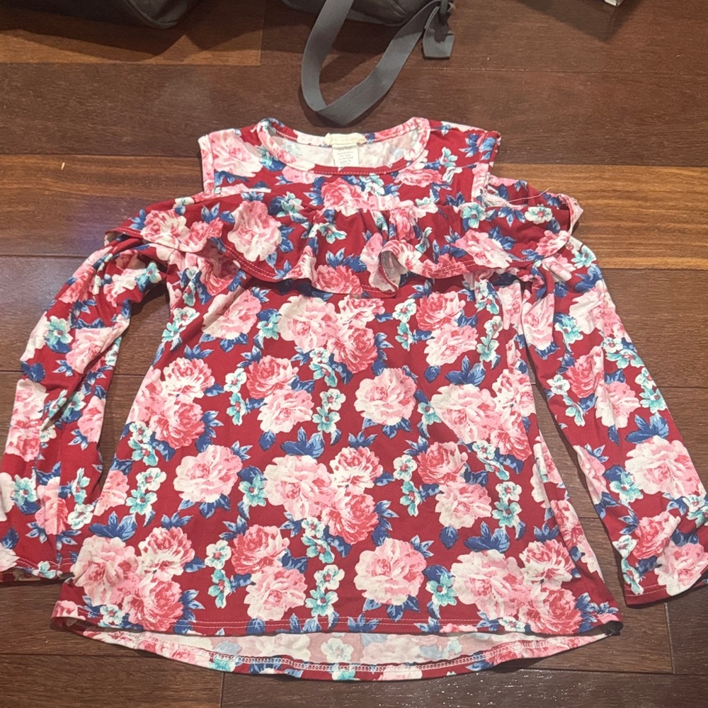 Btween Floral Ruffle Kids Top size 12 used a few times